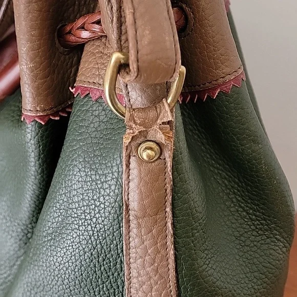 Dooney & Bourke Vintage Teton Drawstring Bucket Bag Green Drawstring - Picture 10 of 14